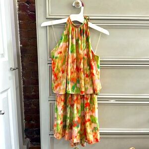 Multicolored halter romper